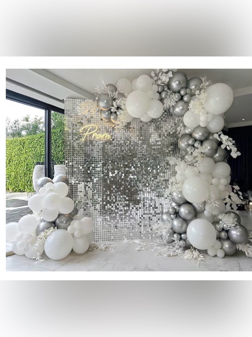 SilverShimmer Wall Backdrop-24 Pcs SquareSequinPanels-Birthday Party,Wedding,Etc - Picture 2 of 7